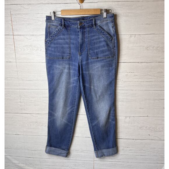 J Jill Jeans Womens Size 10 High Rise Straight Leg Patch Pockets Cuffed Comfort - Picture 3 of 16